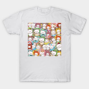 Kawaii Zodiac Cat Pattern T-Shirt